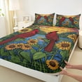 thumbnail image 3 of Feelyou Kawaii Boho Bird Queen Sheet Sets, Jungle Sunflower Plant Flat Sheet, Teens Boys Girls Kids Queen Fitted Sheet, Luxury Bedroom Decor, 4pcs, 3 of 7