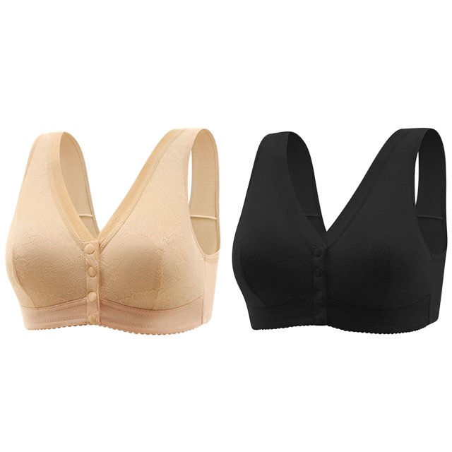 Kovlvoll 2pc Front Closure Bras for Older Women No Underwire Seamless High Support Full Coverage Everyday Bralettes