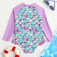 thumbnail image 5 of ZXLBBD Girl One Piece Swimsuits Long Sleeve Gradient Cherry Print with Front Zipper Sun Protection Bathing Suit Kids Casual Beah Swimming, 5 of 6