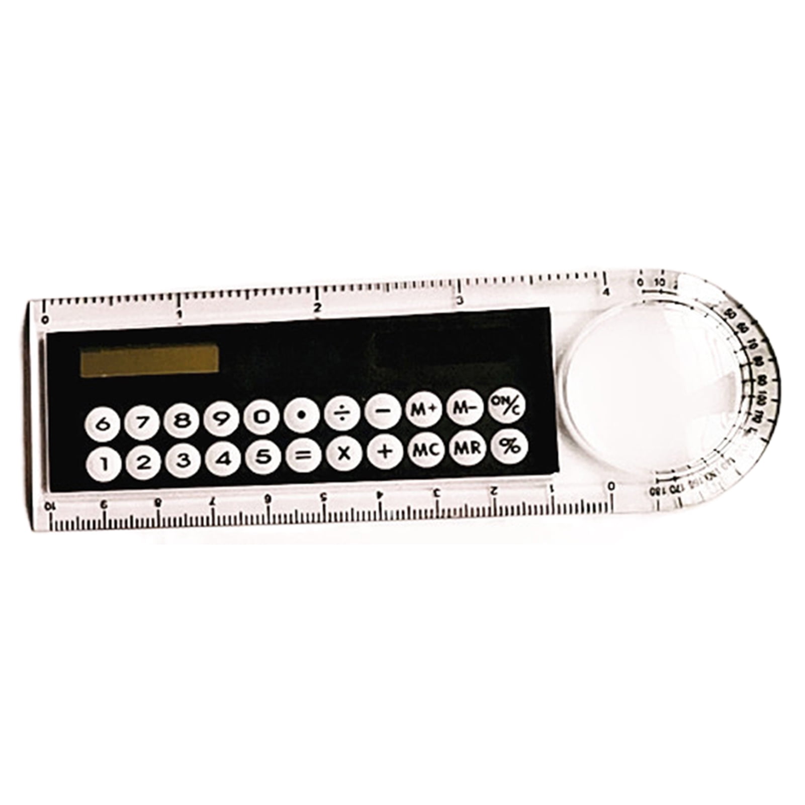 VEAREAR Mini Solar Transparent Ruler Calculator with Magnifier