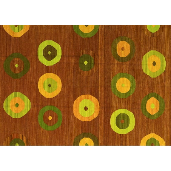 Ahgly Company Indoor Rectangle Abstract Yellow Contemporary Area Rugs, 3' x 5'