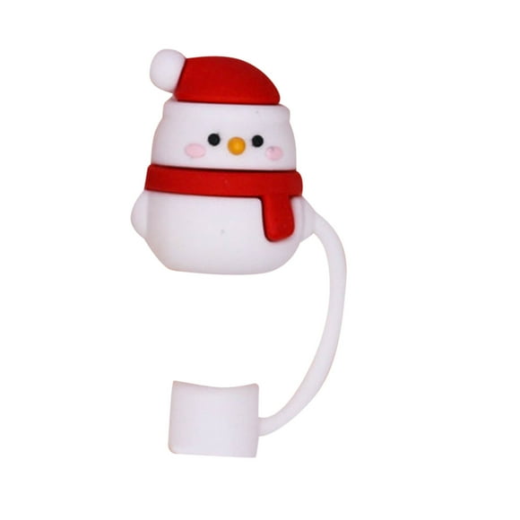 Binwennn Gobelet de Noël avec Couvercle Paille en Silicone 10mm Décoration de Fête Mignonne Arc-en-Ciel Parapluie pour Enfants Bouchons de Terre Scintillants