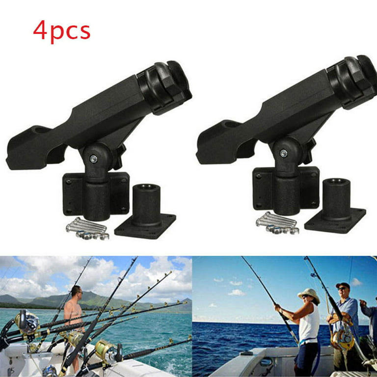 4 Pack Adjustable Black Fishing Rod Holder for Boat Kayak Swivel Side Mount  Kits Tackle