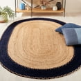 thumbnail image 2 of SAFAVIEH Natural Fiber Cirino Bordered Area Rug, Natural/Navy, 5' x 8' Oval, 2 of 8