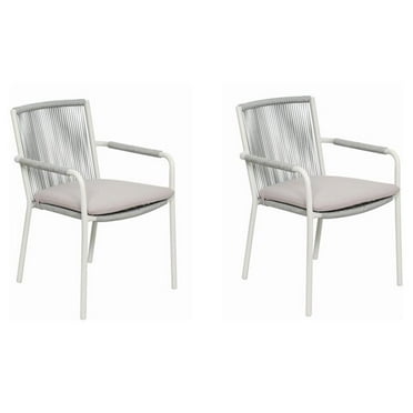 Seasonal Living Archipelago 18" Aluminum Dining Arm Chairs in White (Set of 2)