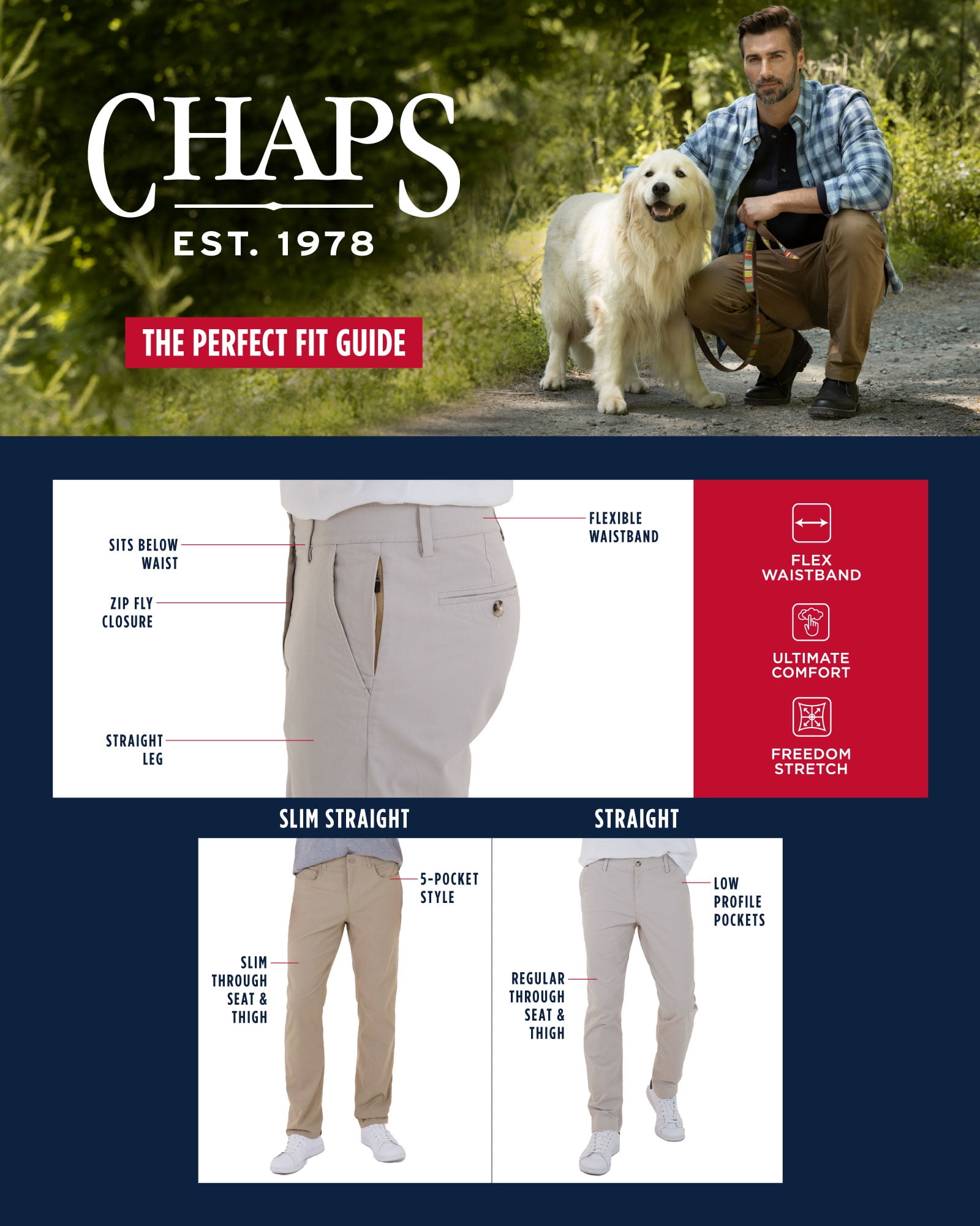 Chaps Men's Big and Tall Khaki Pants - Classic Straight Fit Casual Pant - Comfort Stretch Chinos with Flex Waistband for Men