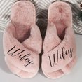 thumbnail image 4 of Fluffy Criss Cross Slippers for Women - Sizes XS to XL (US 4-12) - Gifts for Her, Dusty Rose Small with Rose Gold Glitter, 4 of 6