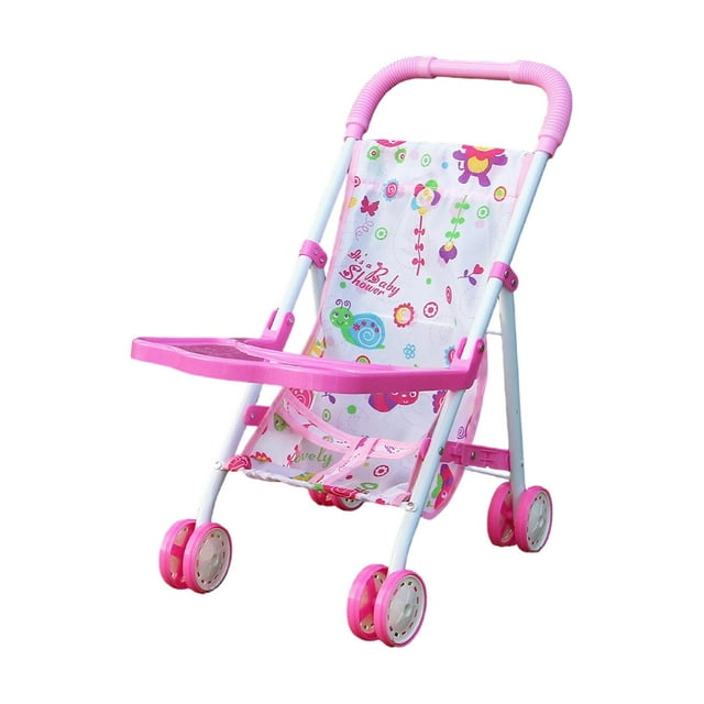 Cochecito de muñecas, carrito de empuje interactivo y creativo para juegos de rol. rojo