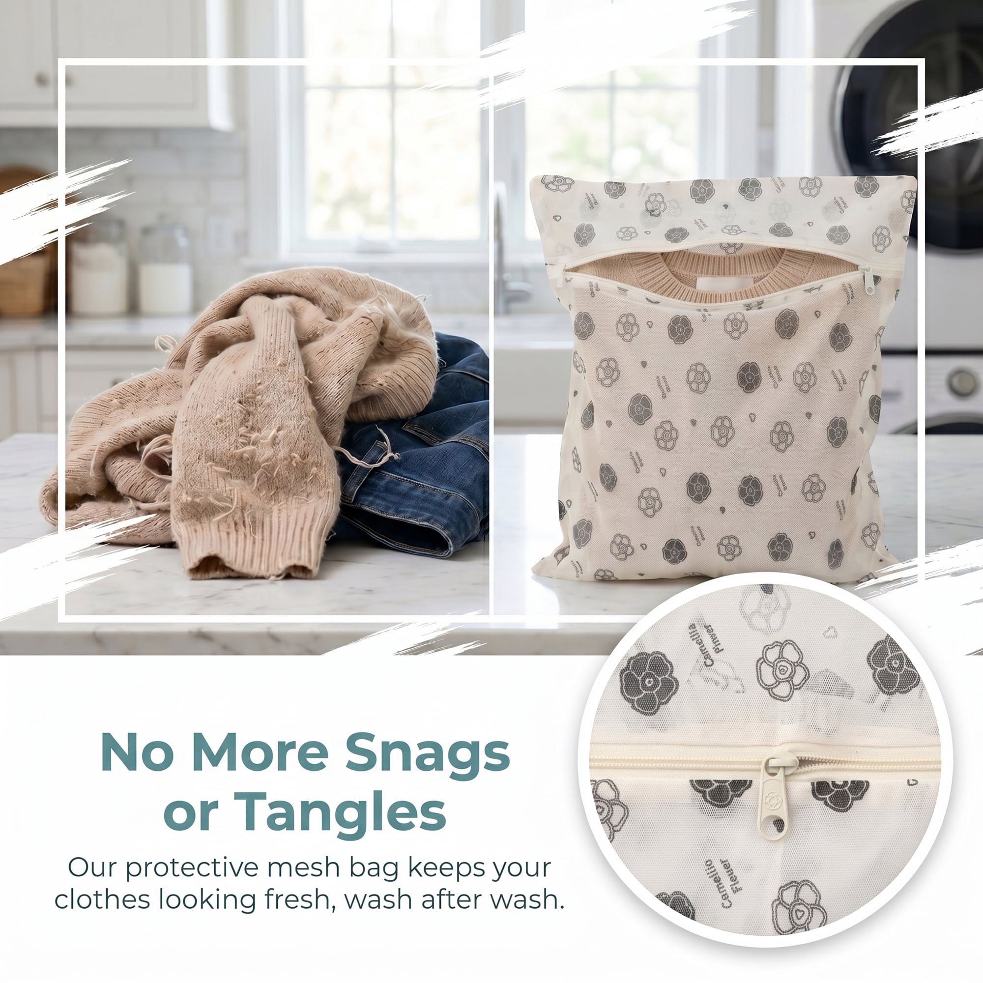 Unique Bargains 2 Pack Mesh Laundry Bags with Durable Zipper Closure for Socks Beige 15.7"x19.7"