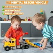 Huge Wave Kids Tow Truck Toys, 15 Large Toddler Car Toys, Transport Truck Crane with Roadster, Lights and Sounds, Birthday Gifts for Boys 3-6 Years