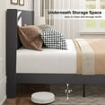 thumbnail image 6 of Queen Size Bed Frame with Upholstered Wing Back Headboard for Bedroom, No Box Spring Needed - Dark Gray Finish, 6 of 9