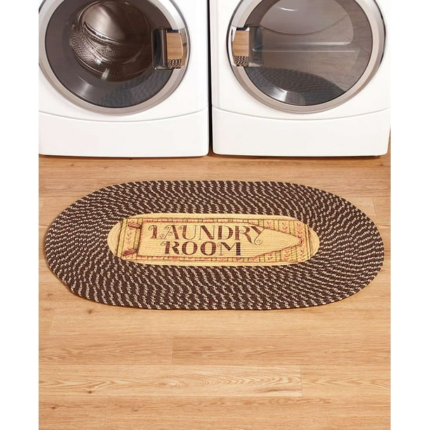 46" Braided Laundry Room Rug Brown