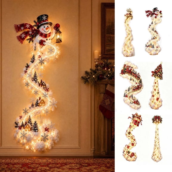 WYBXZ Christmas Magic Trail Wall Light, Space-Saving LED Cascading Holiday Decor, with Warm White Glow for Whole House Indoor Christmas Display