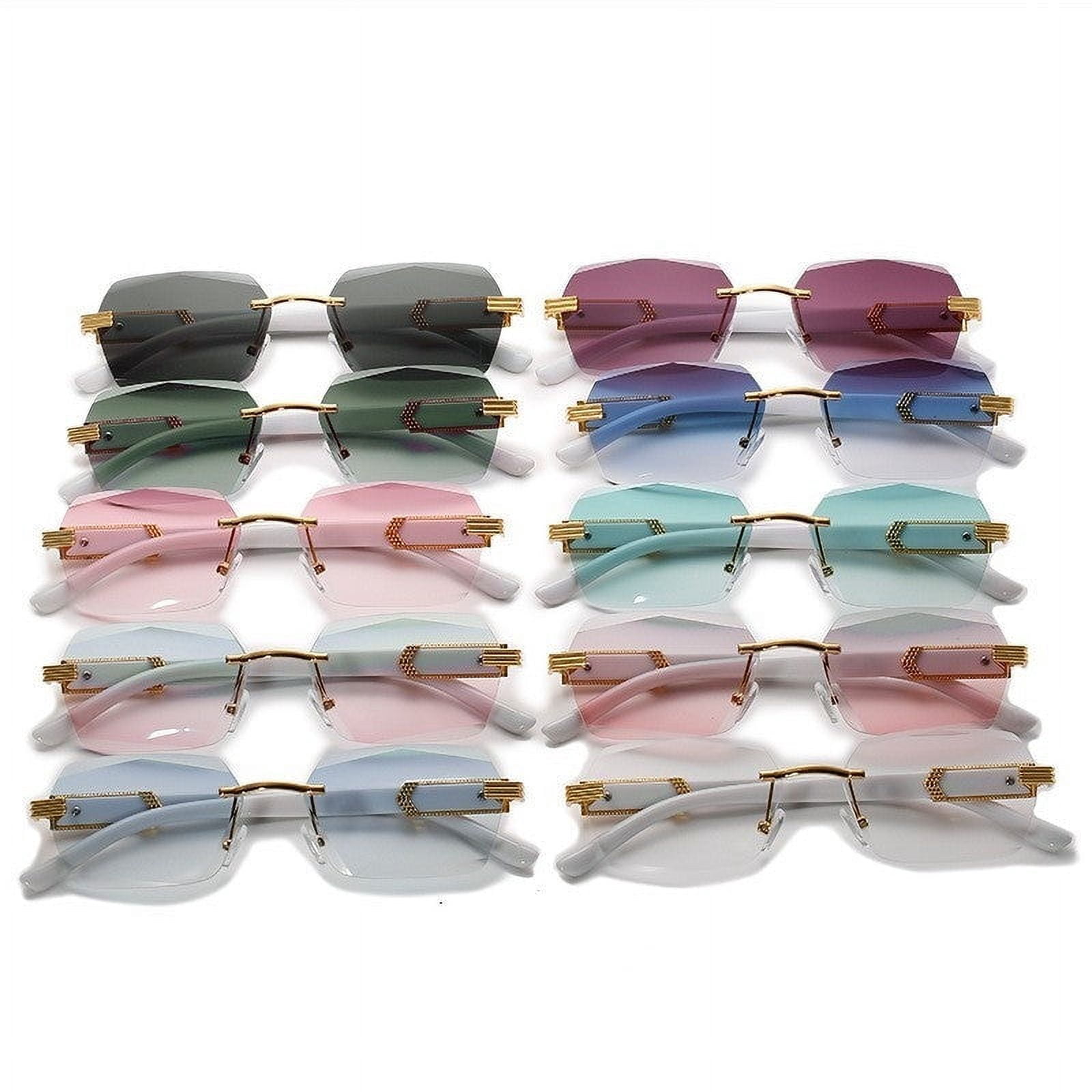 Frameless Sunglasses for Men with UV400 Protection, Category 1 Light Tint, and Stylish Marbled Design