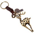 thumbnail image 1 of Key Chain Gift Alloy Hollow Sika Deer Vintage Woven Leather Keychain Key Chain Backpack Pendant, 1 of 5