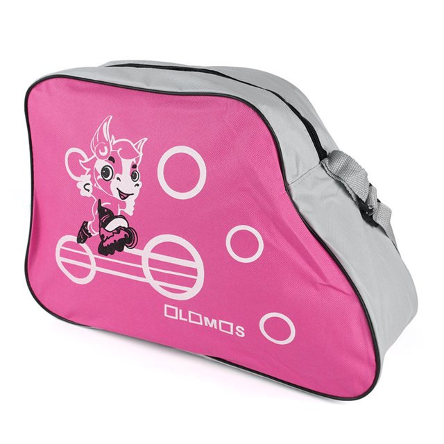 Graflsoa Pink Adjustable Shoulder Strap Roller Skate Bag for Kids with Protective Gear Storage