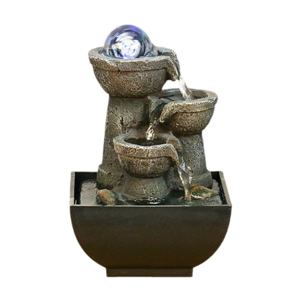Fuente de mesa para interior, cascada USB, dormitorio, paisaje casero, sala de té, meditación, , decoración de adorno en miniatura de escritorio Estilo A