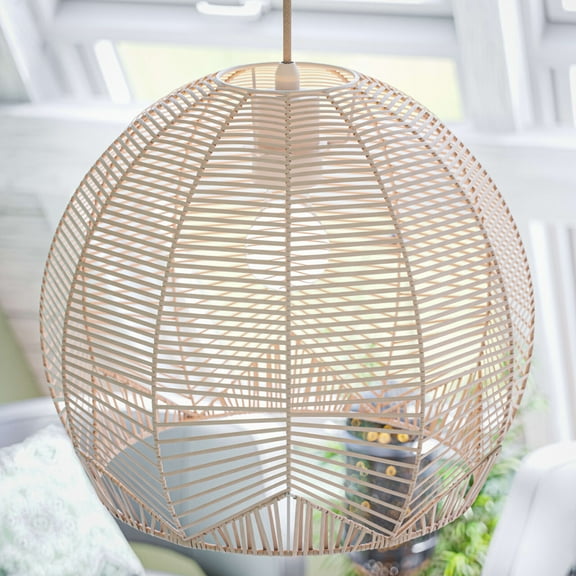 Noel 1-Light Rattan Pendant - White