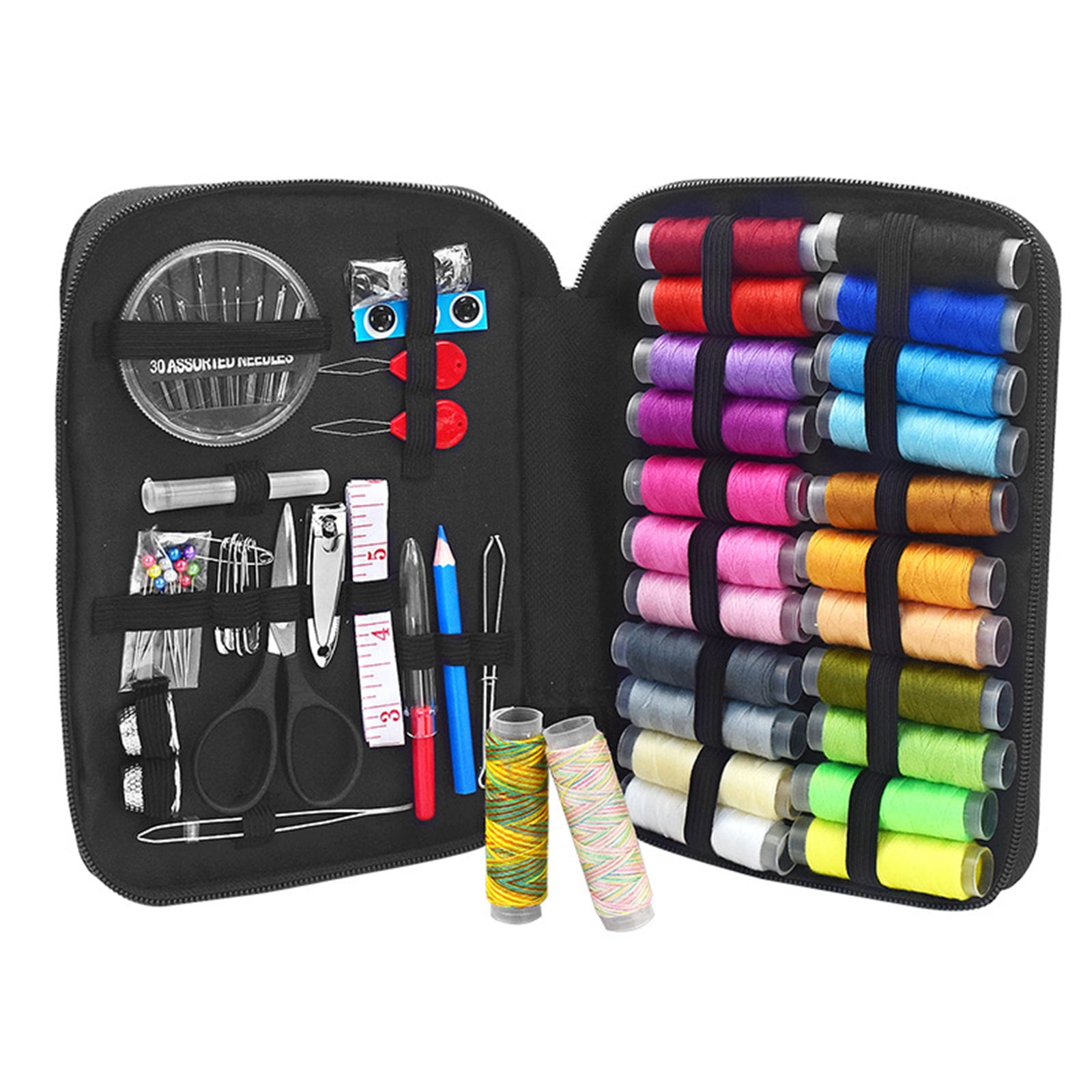 Sewing Kit with Case, 97 pcs Sewing Supplies for Home Travel and Emergency, Contains 24 Spools of Thread, Mending and Sewing Needles, Scissors, Seam Ripper, Needle Threaders etc
