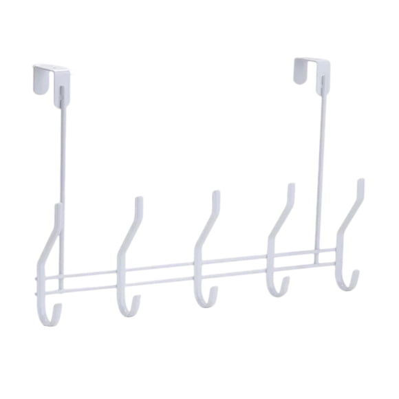 Creative Stainless Steel Towel Door Hooks Wall Mounted Bath Towel Hook Hanger with 5 Hooks(White)
