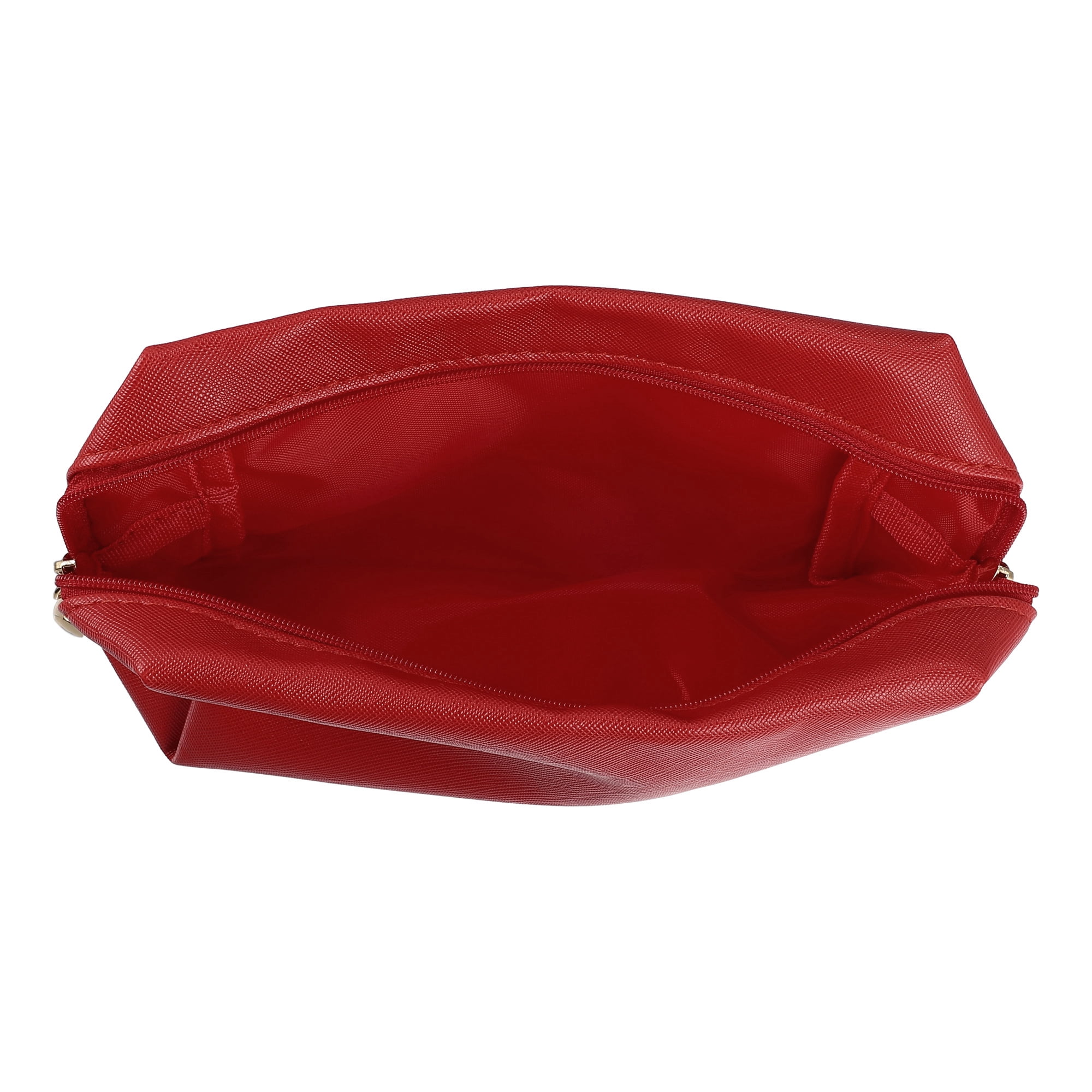 Unique Bargains Floral Makeup Bag Zipper Flower Cosmetic Pouch Red