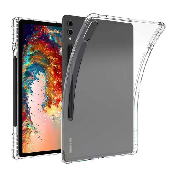 for Samsung Galaxy Tab S9 Plus/S8 Plus/X800/S7 FE/T730/S7 Plus/T970 Case, [With Pen Slot],Slim Shockproof Resistant Flexible Soft Transparent TPU Protective Tablet Case Cover,Clear