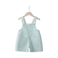 thumbnail image 2 of Girls Kids Short Overalls, Cotton Sky Blue Soft Summer Shortalls, Adjustable Suspenders for 12-24M 2T-4T,Size 6-12Month, 2 of 5