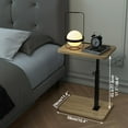 thumbnail image 2 of Tray Table for Couch, 360° Swivel Height Adjustable End Table for Small Spaces, with Phone & Tablet Slot, Modern Small Coffee Snack Table for Sofa/Bed, Natural UTVT003R, 2 of 9