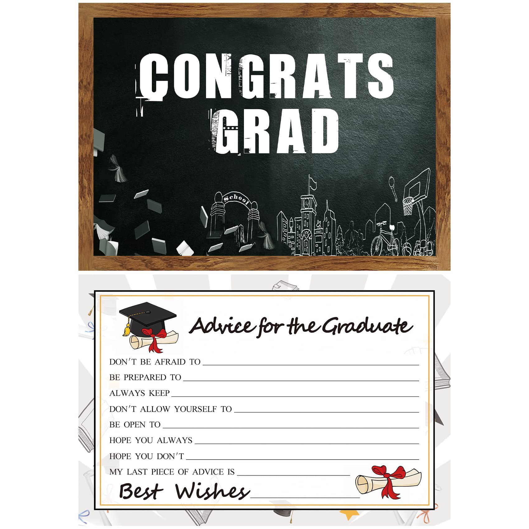 Keepsake Graduation Cards Graduation Advice Cards 2025 - 50 Pack, 250GSM  Cardstock, Party Favors, Guest Wishes & Wisdom Cards Keepsake Message Cards
