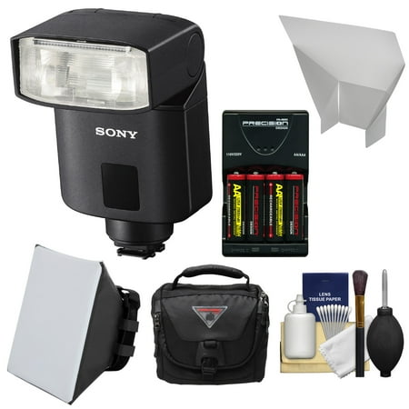 Alpha Flask - Sony Alpha HVL-F32M Flash with Batteries & Charger + Soft Box + Diffuser + Case Kit for A99, A68, A36000, A6300, A7, A7R, A7S, Cyber-Shot DSC-RX1R, RX10, RX100 II, HX400V Cameras