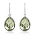 thumbnail image 2 of Gem Stone King 925 Sterling Silver Green Prasiolite Dangle Fishhook Drop Wire Earrings for Women (13.00 Cttw, Gemstone Birthstone, Pear Shape 16X12MM), 2 of 5