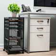 thumbnail image 2 of Mind Reader Vertical Office Storage Organizer with Mesh Drawers Label Holders and Optional Wheels, Metal Mesh, Black, 2 of 7