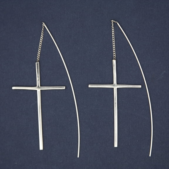Sterling Silver Cross Threader Earrings