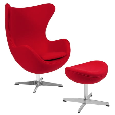 Flash Furniture Red Wool Fabric Egg Chair With Tilt Lock Mechanism Flash Furniture Red Wool Fabric Egg Chair With Tilt Lock Mechanism And Ottoman
