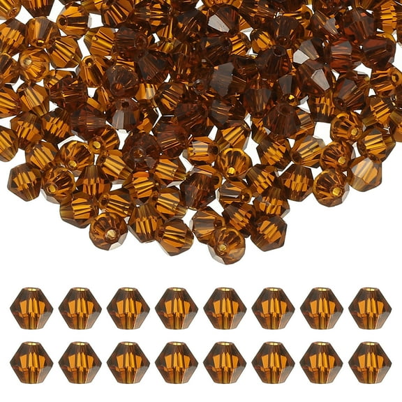 Uxcell 4mm Bicone Crystal Beads, 400 Pcs Glass Faceted Bicone Beads for Jewelry Making, Yellow