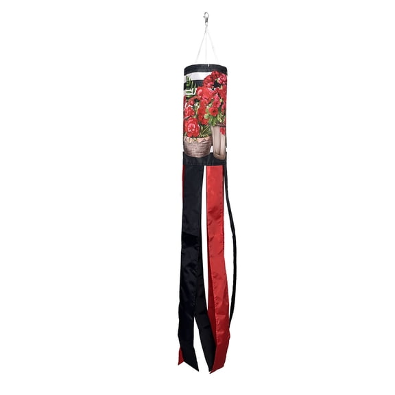 Briarwood Lane Spring Striped Geraniums Windsock Wind Twister 40x6 For Spring Wind Spinner