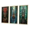thumbnail image 3 of Designart "Amazon Shaman Wisdom Keeper of the Forest I" Folk Religion Framed Wall Art Set Of 3 - Green Traditional Frame Gallery Wall Set For Home Decor, 3 of 6