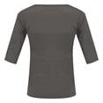 thumbnail image 6 of Sillenn Basic T Shirts Half Sleeve Tee Shirts V Neck Mid Arm Length Shirts Women Tight Casual Basic Tees Basic Layering Top Casual Fitted Tee Round Neck Fitted Top Cute Summer Shirts Grey M, 6 of 7
