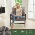 thumbnail image 3 of MAXYOYO Accent Chair,Sherpa Armchair for Living Room,Wooden Armrests Mid Century Modern Bedroom Reading Chair,Metal Frame Decorative Chair,Grey, 3 of 7