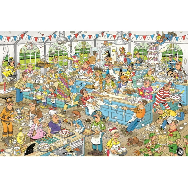 Jumbo Clash of the Bakers 1500 Piece By Artist Jan van Haasteren & Cartoons Jigsaw Puzzle -