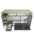 thumbnail image 4 of Noaman Large Pet Cage with Storage Rack & Drawers, 57.08x23.60x33.40in, Iron Frame & MDF, Stainless Steel Food/Water Basin, 6 Rollers, Sturdy & Practical for Pets (Black+Beige), 4 of 35