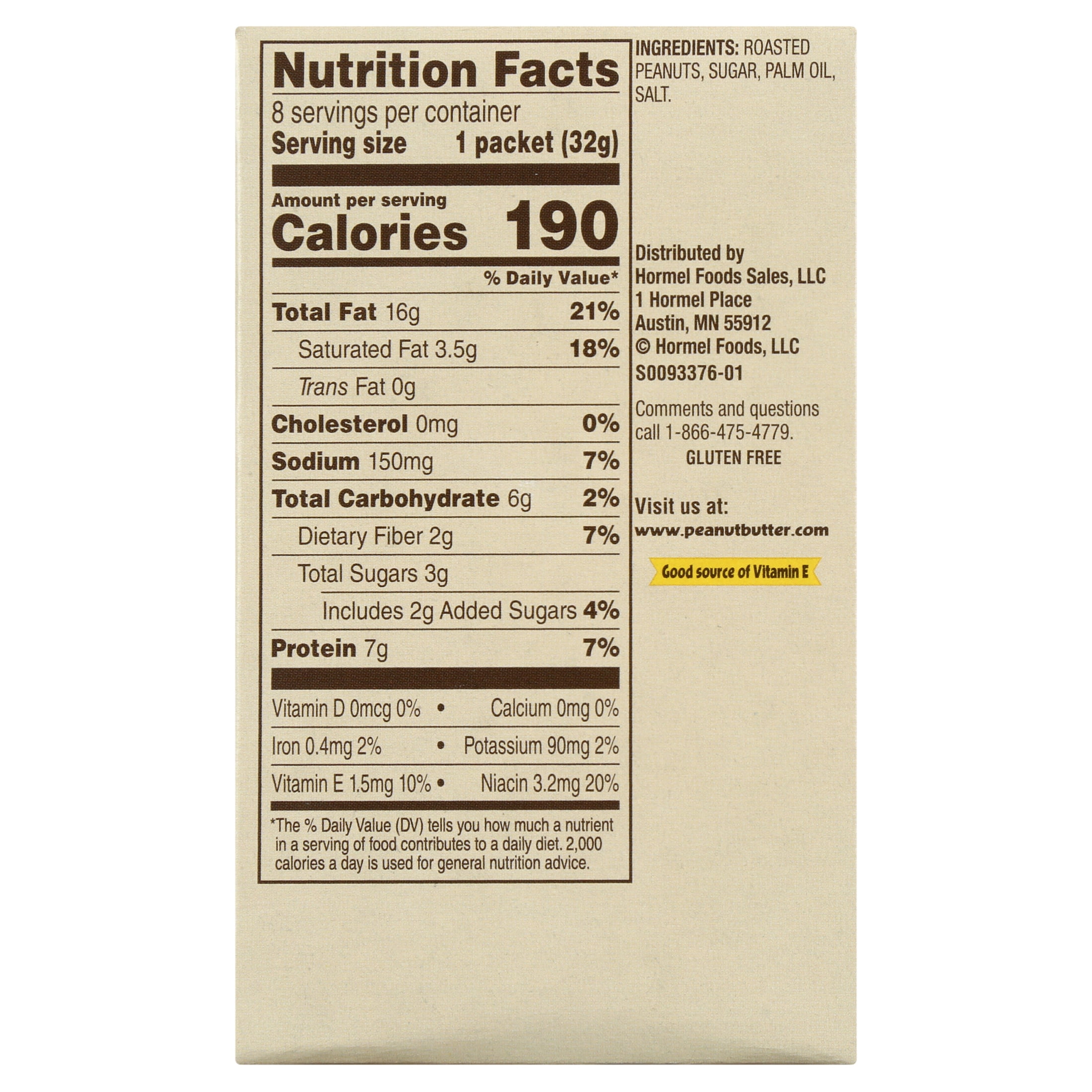 SKIPPY Natural Creamy Peanut Butter Individual Squeeze Packs, 1.15 oz (64 Pouches)