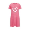 thumbnail image 4 of Sakmal Womens Moomoo Nightgowns Short Sleeve Love Valentines Lightweight Loungewear Heart Print Short Nightgowns for Women S, 4 of 5