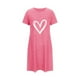 thumbnail image 4 of Camisón corto de poliéster para mujer, talla grande, estampado de San Valentín, cuello redondo, manga corta, 4 of 4