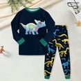 thumbnail image 2 of Quealent Toddler Boy Clothes T-Rex Dinosaur Print Long Sleeve Pullover Sweatshirt Tops Pants 2Pcs Boys Fall Winter Outfits 2-8T (Dark Green, 3-4 Years), 2 of 5