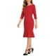 thumbnail image 4 of VESTIDO ELEGANTE DE MUJER CON CUELLO BARCO Y MEDIA MANGA, MIDI, ROJO, TALLA XL, 4 of 6