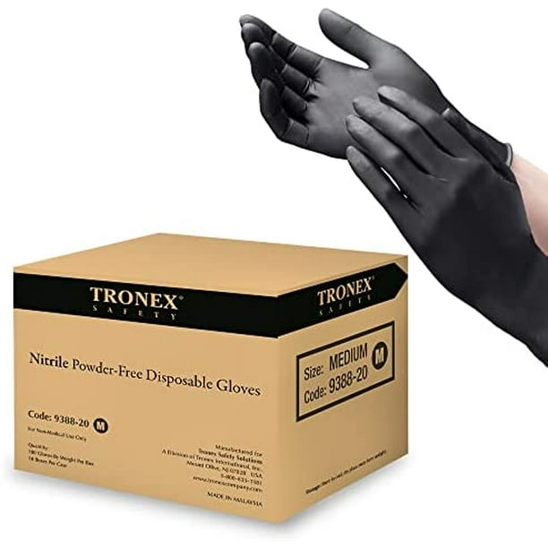 Black Nitrile Disposable Gloves, Food Safe, 3.5 Mil, Black Color,1000
