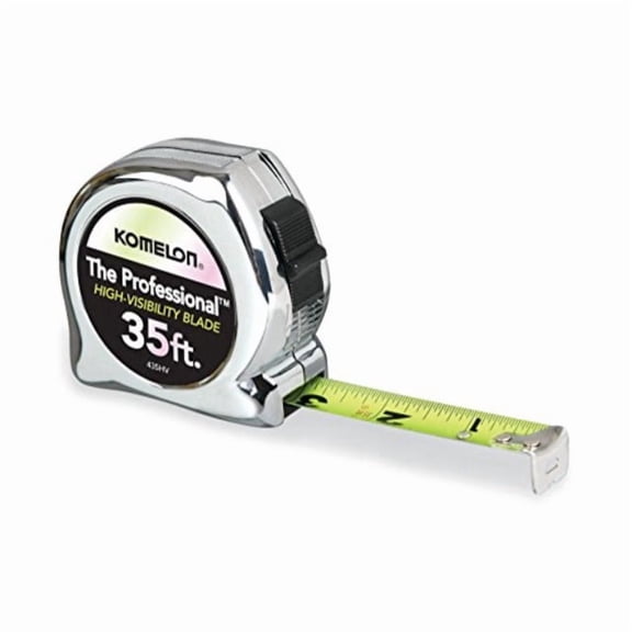 komelon 435hv high-visibility professional tape measure, 35-feet by 1-inch, chrome