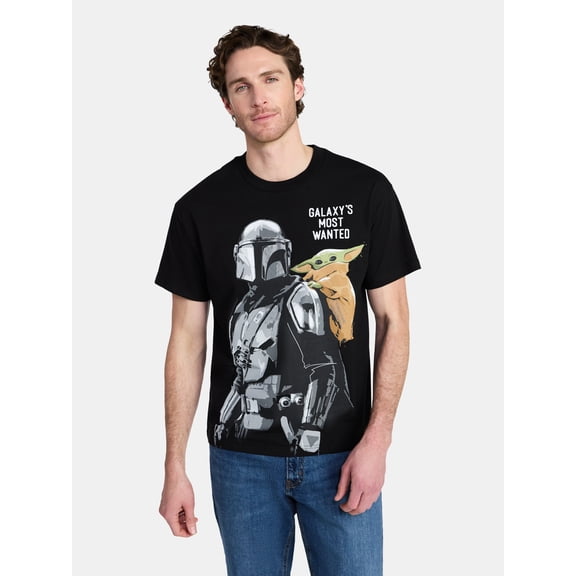 The Mandalorian Men's and Big Men's Mando and Grogu Graphic Tee with Short Sleeves, Sizes S-3XL