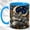 Blue, variant on Sleeping Gray Fox Coffee Mug, Night Woodland Mug, Ceramic 11 oz